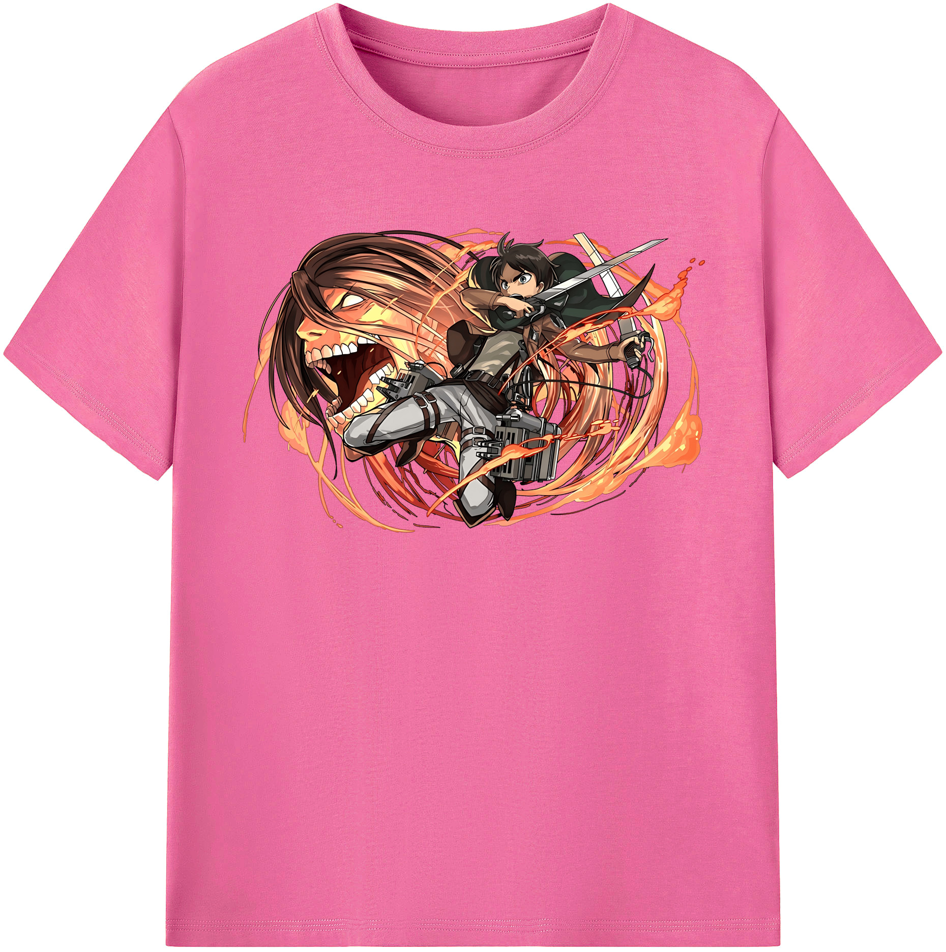 （画像用） 進撃の巨人 エレン･イェーガー Attack on Titan Eren Jäger レディースカジュアルプリントTシャツ（綿100％）
